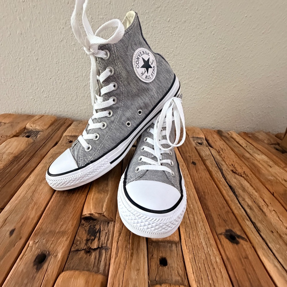 Converse Chuck Taylor All Star High Top Sneakers Gray Canvas Lace Up Shoes